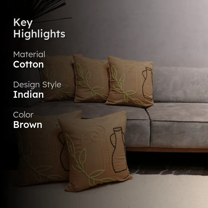Puffy Puzzle Tufted Cushion Cover (Beige) - Set Of Five media 2