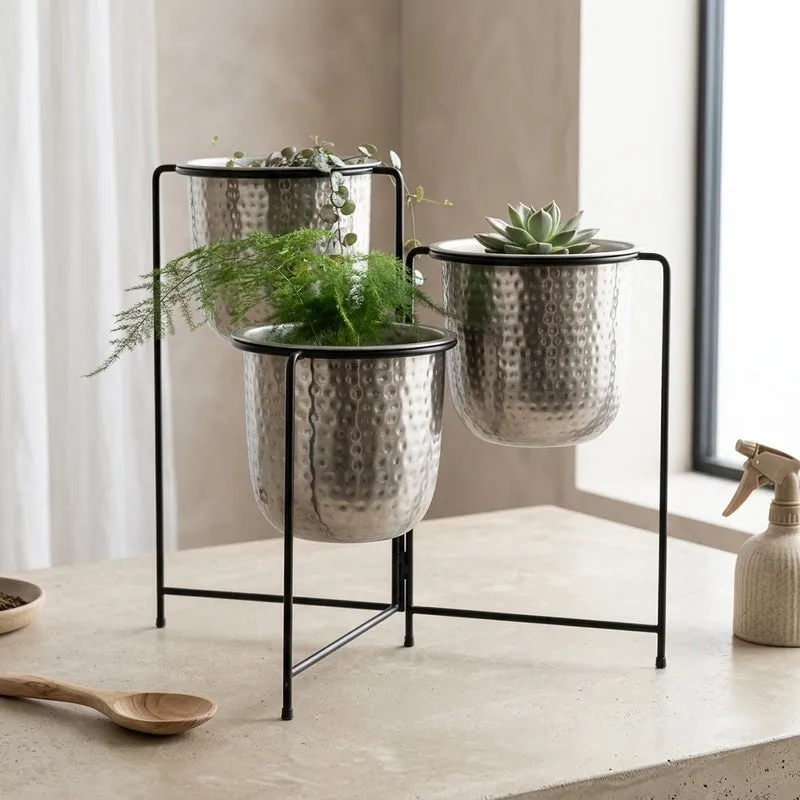 Brazen Silver Nested Planters media 1