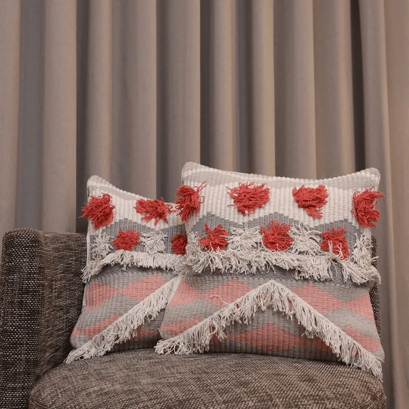 Button Bubble Tufted Cushion Cover (Multicolor) - Set Of Two media 1