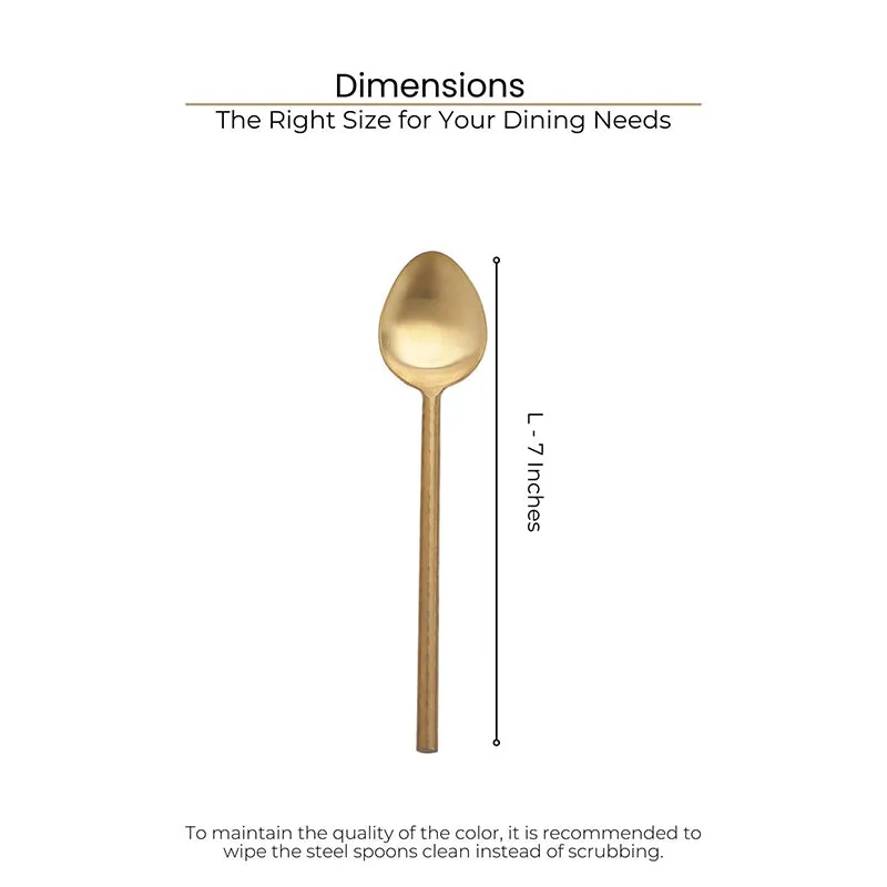 Zarifa Stainless Steel Spoon Set (Gold) - Set Of Six media 8