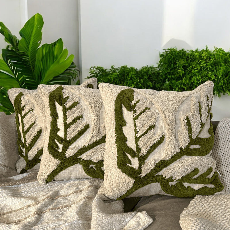 Leafestra Tufted Cushion Cover Set - Set Of Three