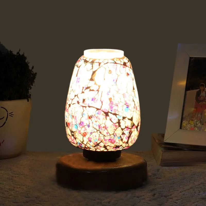 Astryl Glass Table Lamp With Wooden Base - Multicolor media 1