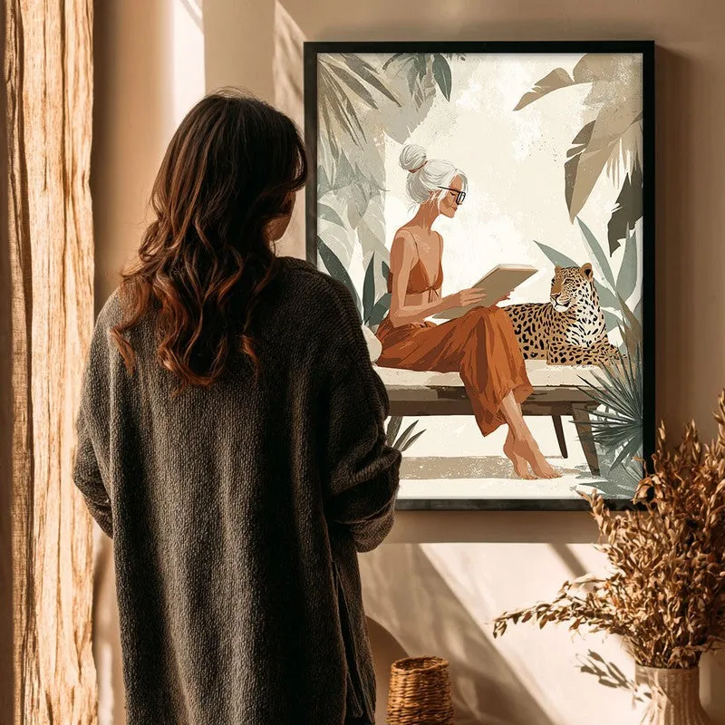 Leopard Lounge Canvas Wall Painting - Black Frame media 4
