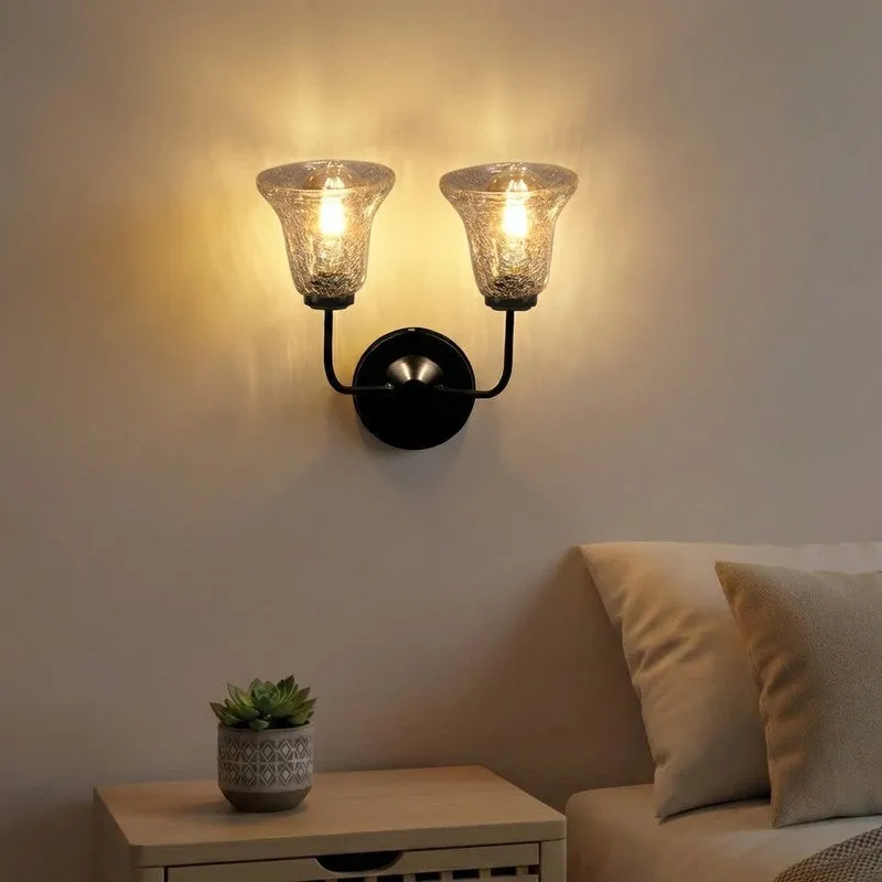 Crystal Flare Tiwn Shade Glass Wall Lamp media 1
