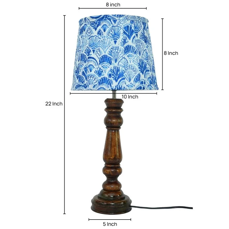 Indigo Tide Wooden Base Cotton Table Lamp - Blue media 5