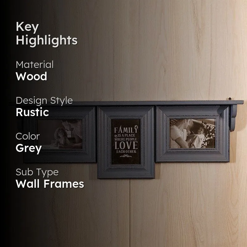 Memoria Photo Wooden Frame With Wall Shelf - Grey media 2