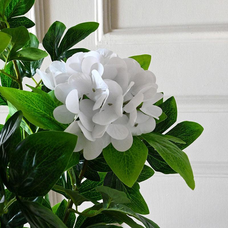 Faux Everlasting Hydrangea Plant With Black Plastic Pot (Pale White) - 76 cm (2.5 ft) media 4