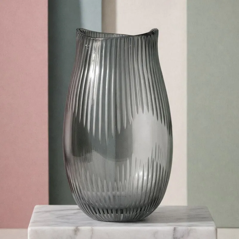 Gridon Glass Vase - Grey media 3