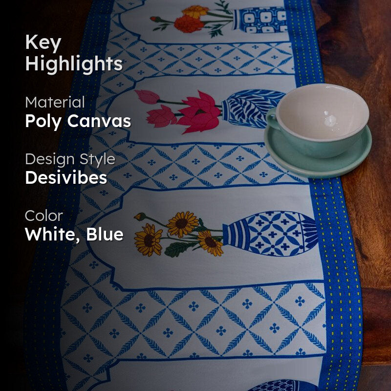 Indigo Pottery Poly Canvas Table Runner media 2