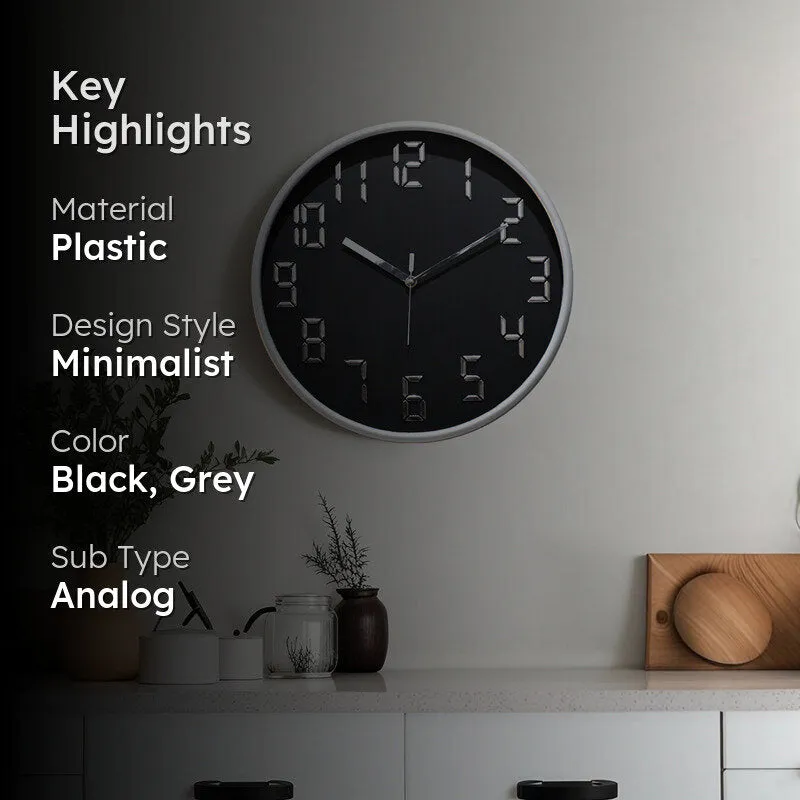 Centura Analog Wall Clock - Black, Grey media 2
