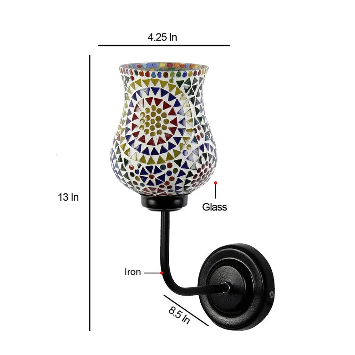 Mandala Mosaic Arc Glass Wall Lamp - 10