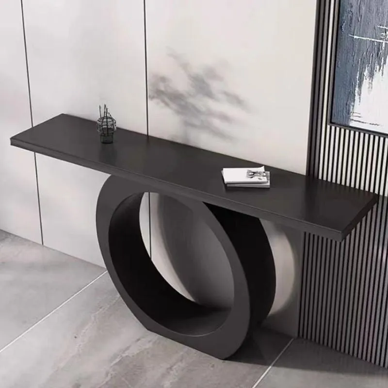 Circle Base Metal Console Table with Marble Top - Medium media 1