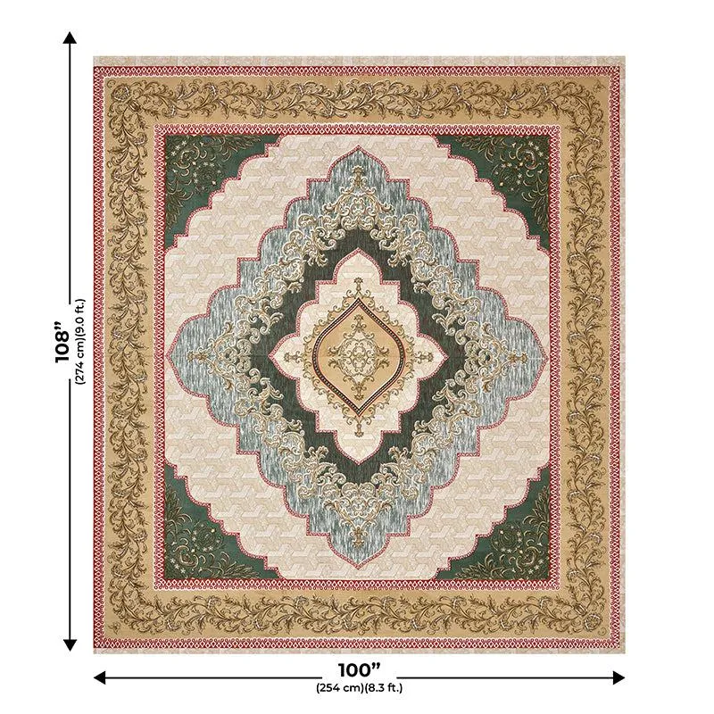 Chaitri Ethnic Cotton Bedsheet (Peach,Green) - 240 TC media 4