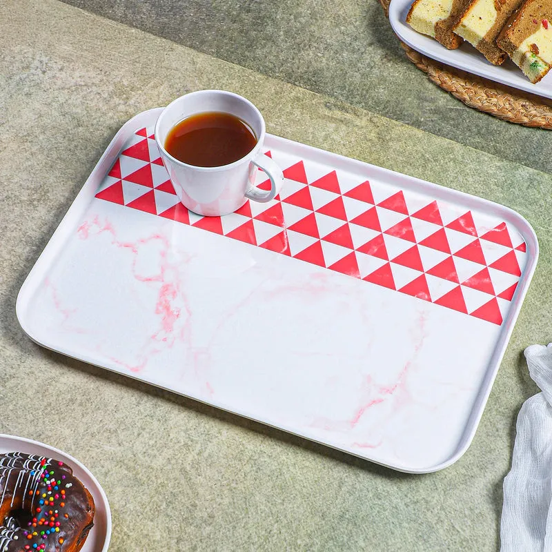 Mivano Melamine Serving Tray - Beige & Red media 1