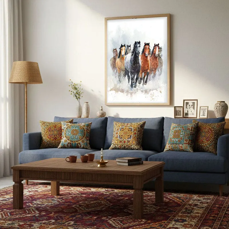 Horse of Freedom Wall Painting With Brown Frame media 3