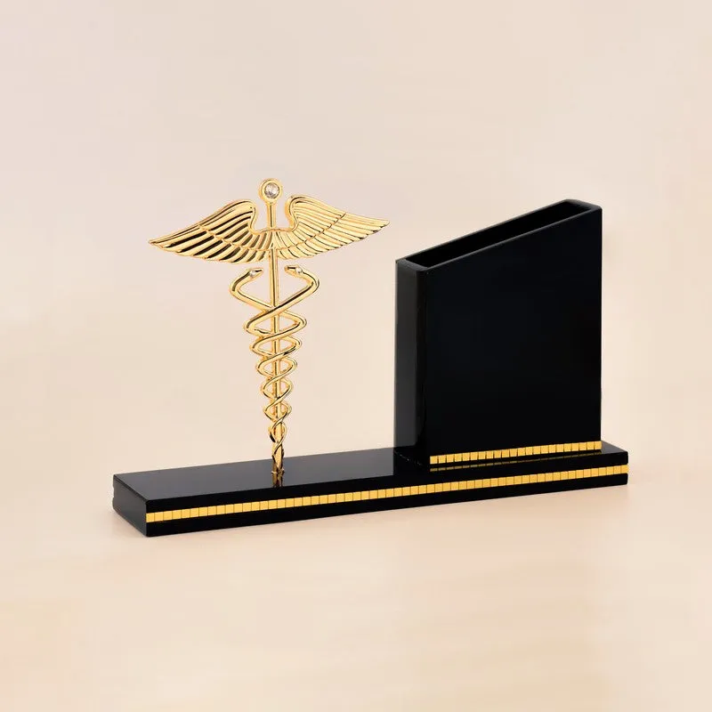 Medico Noir 24K Gold Plated Mild Steel Pen Stand media 3