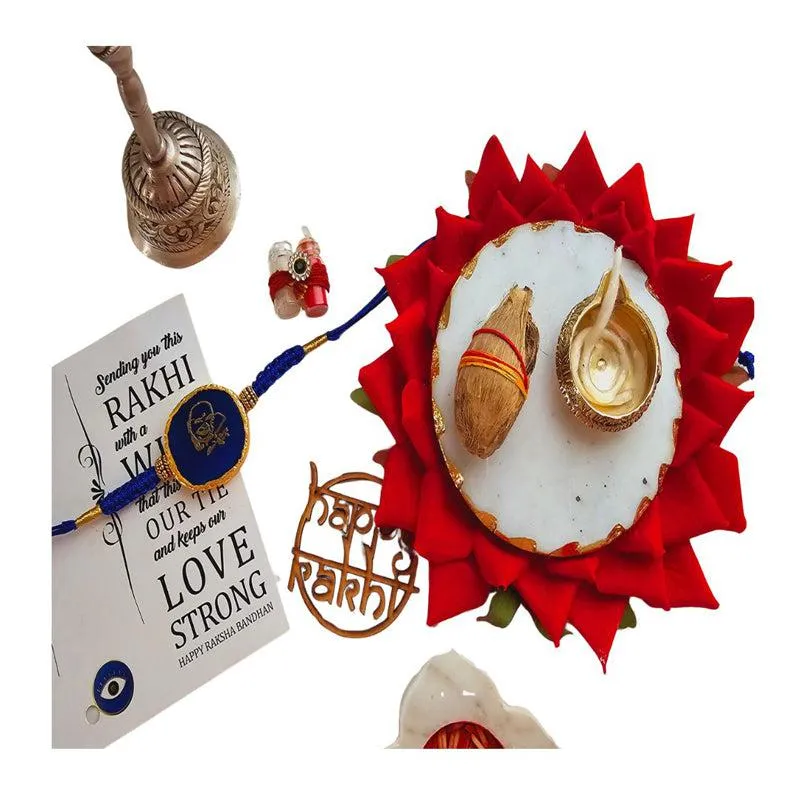Guru Ji Blue Agate Rakhi Gift Set media 3