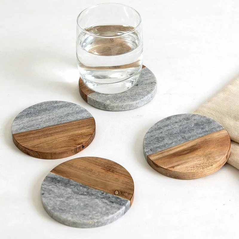 Handcrafted Wooden & Stone Coasters - Set Of Four media 3