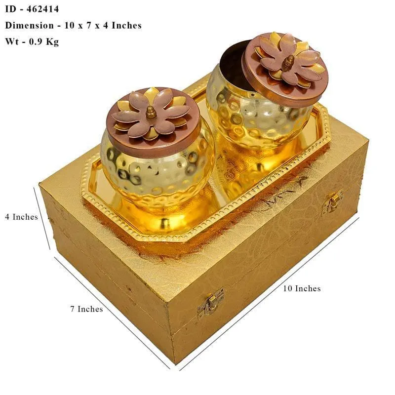 Anaar Bowl & Tray Set- Gold/Bronze media 5