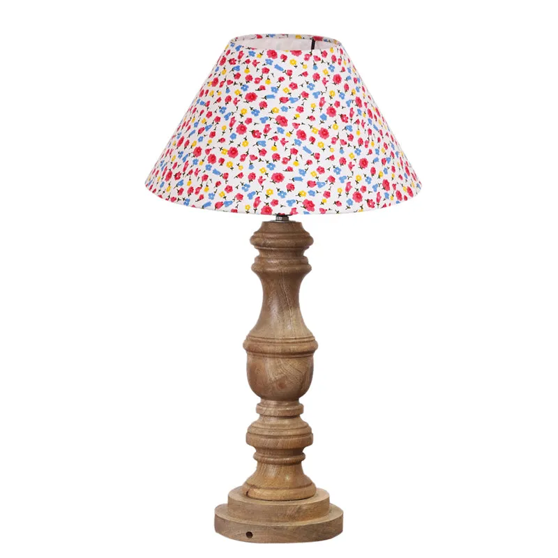 Fleura Cone Carve Wooden Table Lamp - Multicolor media 6