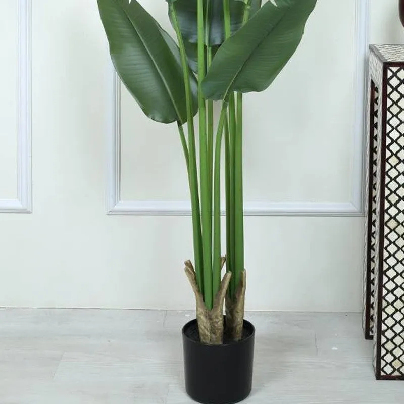 Artificial Travellers Palm Plant With Black Fiber Pot - 4.9 Feet media 4