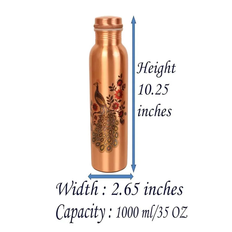 Ashya Mayoora Copper Water Bottle With Glasses media 6