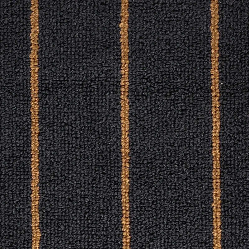 Close-up of the textured navy surface and gold stripes