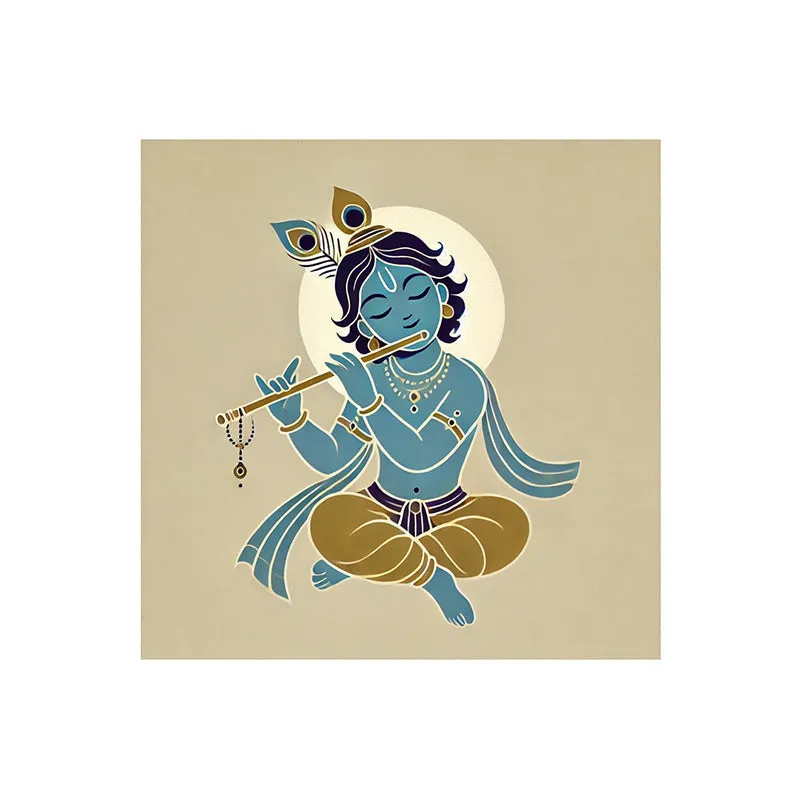 Baby Krishna Playing Flute Wall Painting media 4