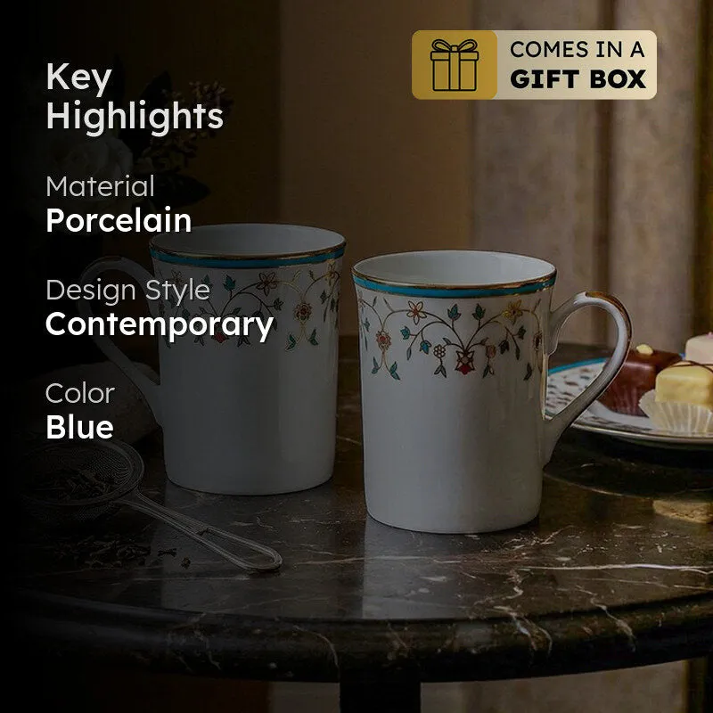 Gilded Mavi Classic 24k Gold Brushed Porcelain Coffee Mug (300 mL Each) - Set Of Six media 2