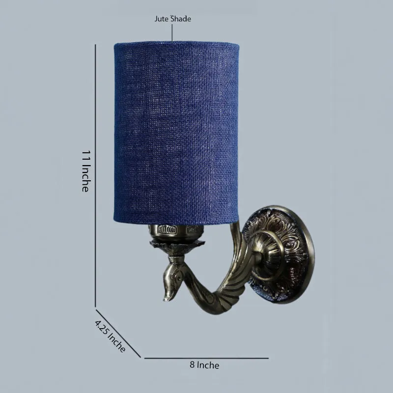 Amro Retro Cylindrical Fabric & Metal Wall Lamp - Blue media 5