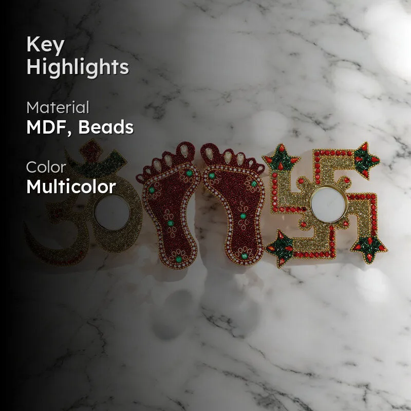 Aum Beaded Tea Light Holder - Set Of Three media 2