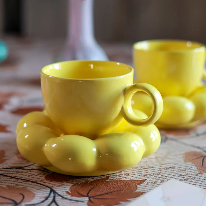 Bubble Buddy Cup & Saucer (Yellow/200 mL Each) - Set of Two media 5
