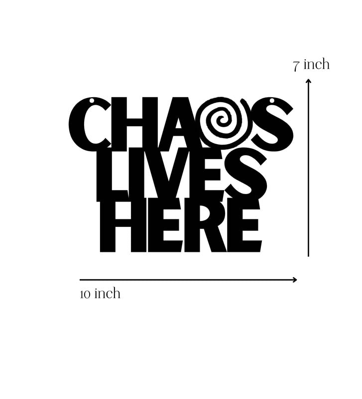 Chaos Lives Here Typography Mild Steel Wall Accent media 5