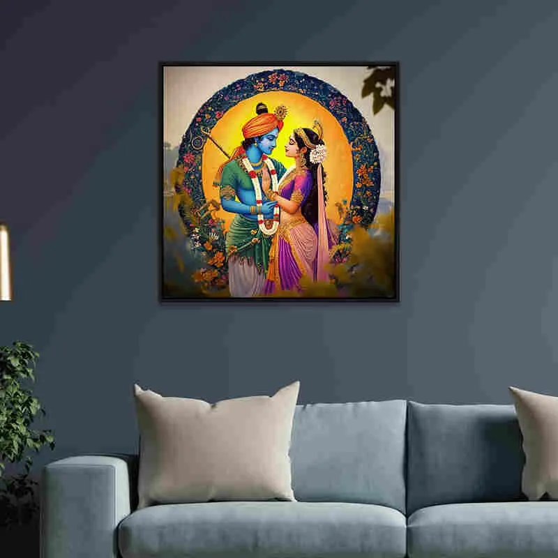 Radha-Krishna Charm Canvas Wall Art With Frame media 5