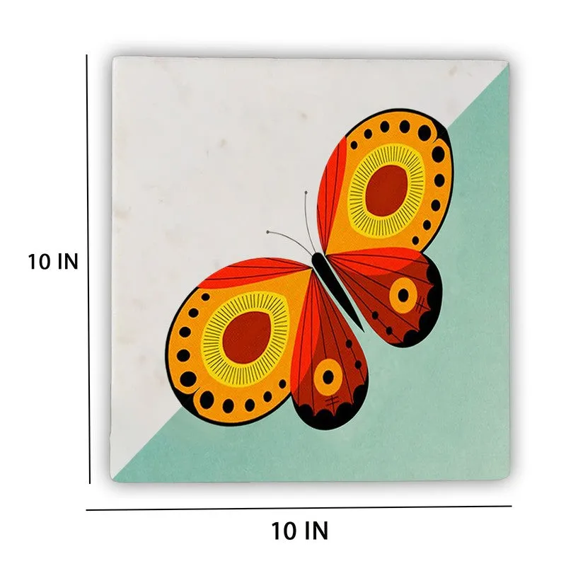Vibrant Butterfly Elegance Marble  Wall Art - 10 Inches media 5
