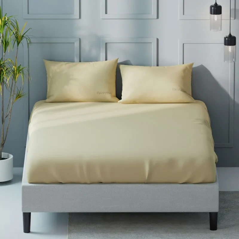 Nautica Cove Accent Solid Cotton Bedsheet (Yellow) - 400 TC media 3
