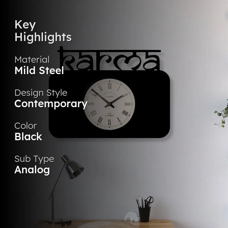 Karma Steel Analog Wall Clock - Black media 2