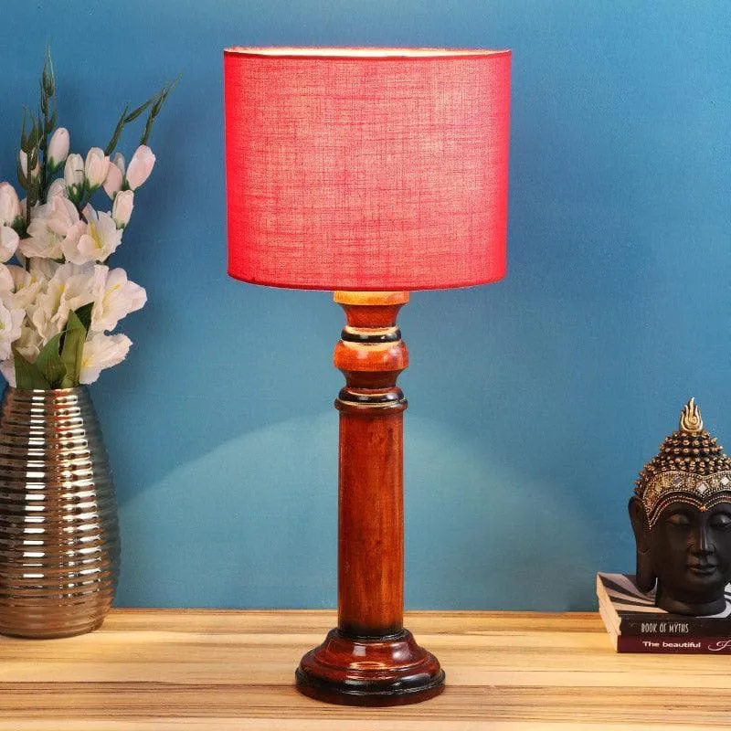 Rosa Cassini Fabric Table Lamp - Red,Brown media 1