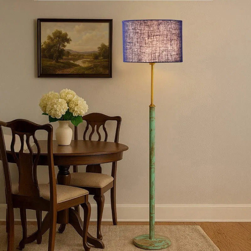 Vintage Glow Wooden Floor Lamp - Blue media 3