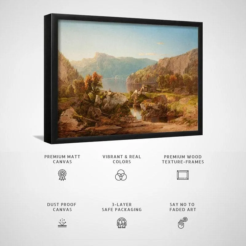 Autumn Warm Morning Canvas Wall Painting - Black Frame media 6