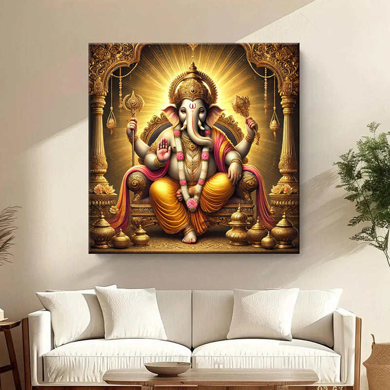 Vakratunda Ganapathi Poly Canvas Wall Painting