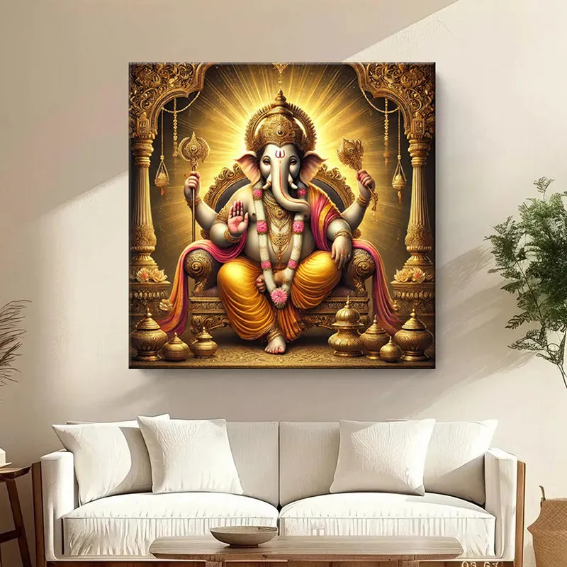 Vakratunda Ganapathi Poly Canvas Wall Painting media 1