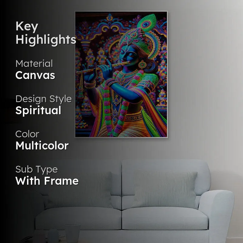 Cosmic Krishna Canvas Wall Painting media 2