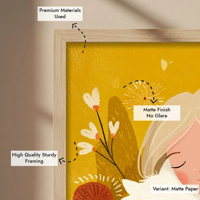 Golden Snuggle Canvas Wall Painting - Brown Frame media 7
