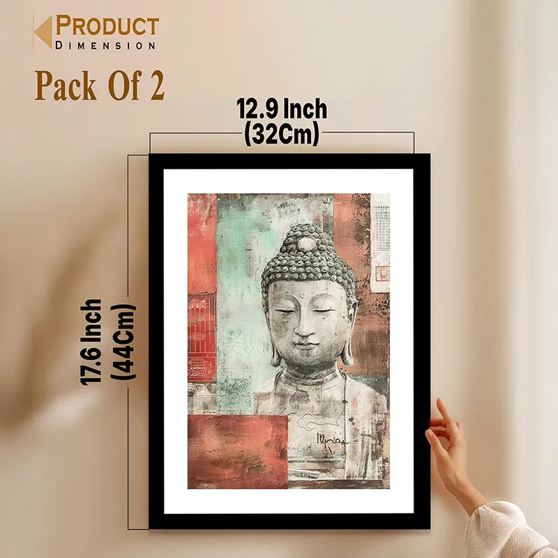 Earthly Buddha Wall Art With Frame - Set Of Two media 10