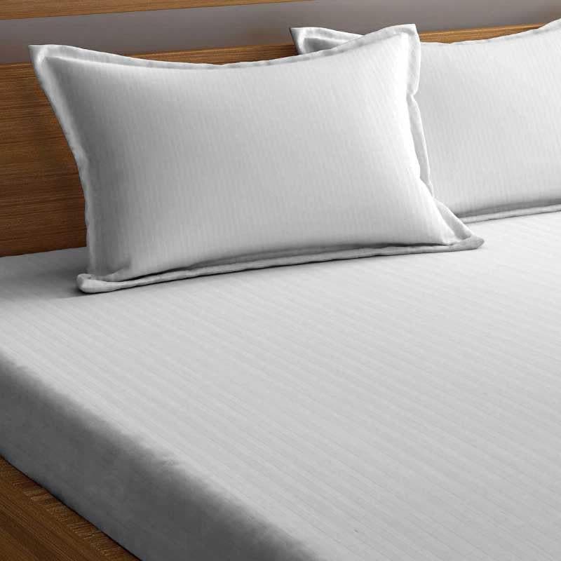 Cora Stripe Microfiber Bedsheet (White) - 130 GSM media 5