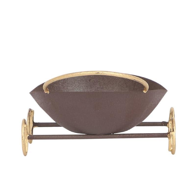 Double Leaf Iron Platter - Brown media 4