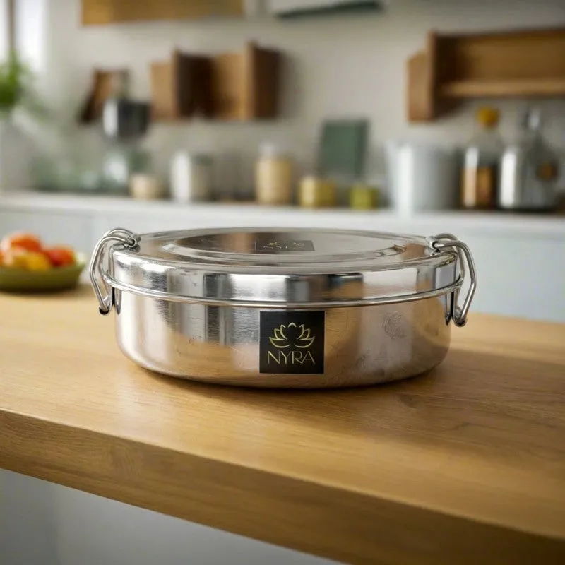 Krish Bliss Round Stainless Steel Tiffin & Lunch Box - 260 ML media 1
