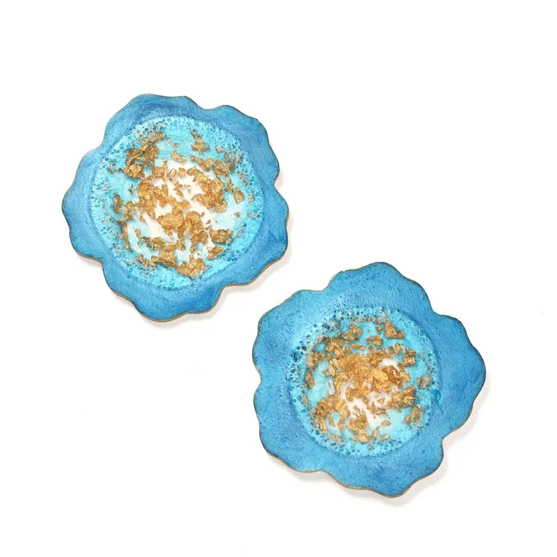 Gold Fleck Resin Coaster (Blue) - Set Of Two media 4
