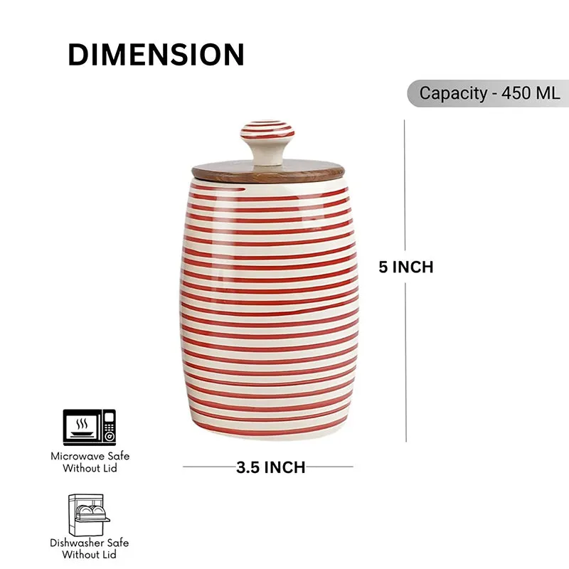Tiare Curve Ceramic Jar (Red/550 mL Each) - Set Of Two media 7